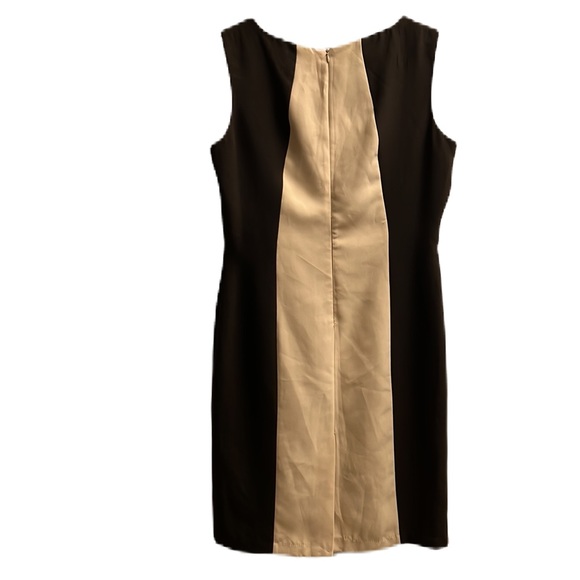 Chancelle, Block Color, U-Neckline, Sleeveless, Slit in back Dress, Brown/Tan,12 - Picture 2 of 10